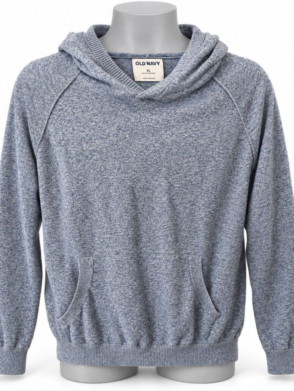 Old Navy Men's Heathered Blue Pullover Hoodie w/ Pockets, XL